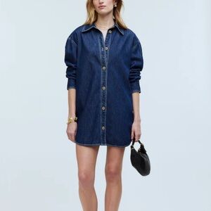Madewell Denim Oversized Mini Shirtdress Classic Blue women’s small EUC dress